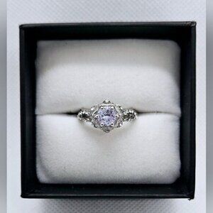 White Gold Tone Mosaic Diamond Anniversary / Engagement Ring NWT